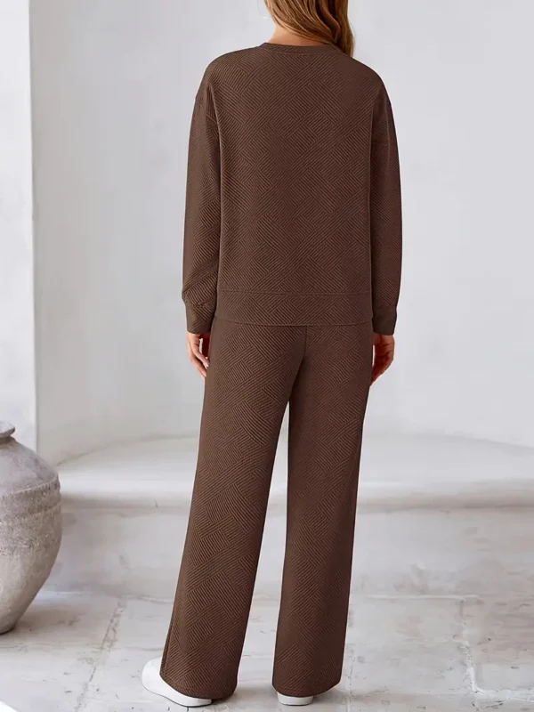 Cozy Sweatshirt Two-Piece Set – Solid Color Loungewear - Image 2