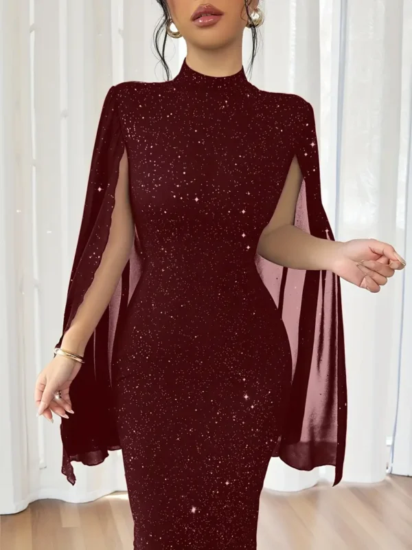 Elegant Black Starry Night Midi Dress