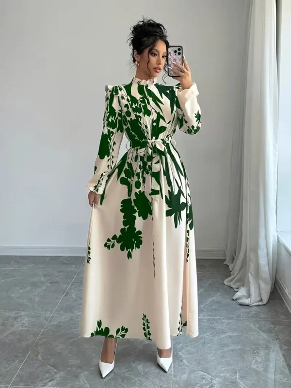 Elegant Floral Print Long Sleeve Dress