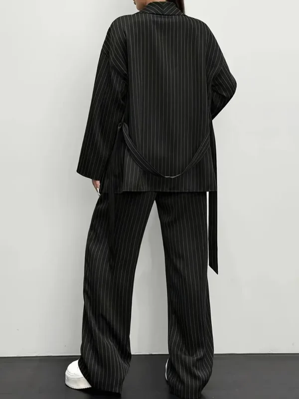 Chiplar Striped Two-Piece Set – Blazer & Wide-Leg Pants - Image 4